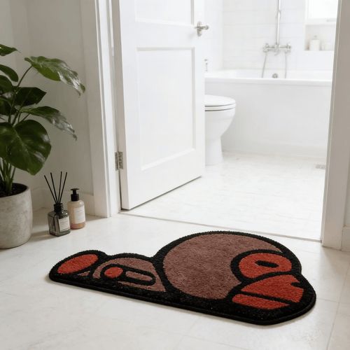 Cute Monkey Plush Rug Suitable for Room Bedside - Irregular Shaped with Monkey Pattern, Soft Anti-Slip Mat, Machine Washable Tufted Suitable for Living Room Bedroom Entryway Decor, 2D Flat